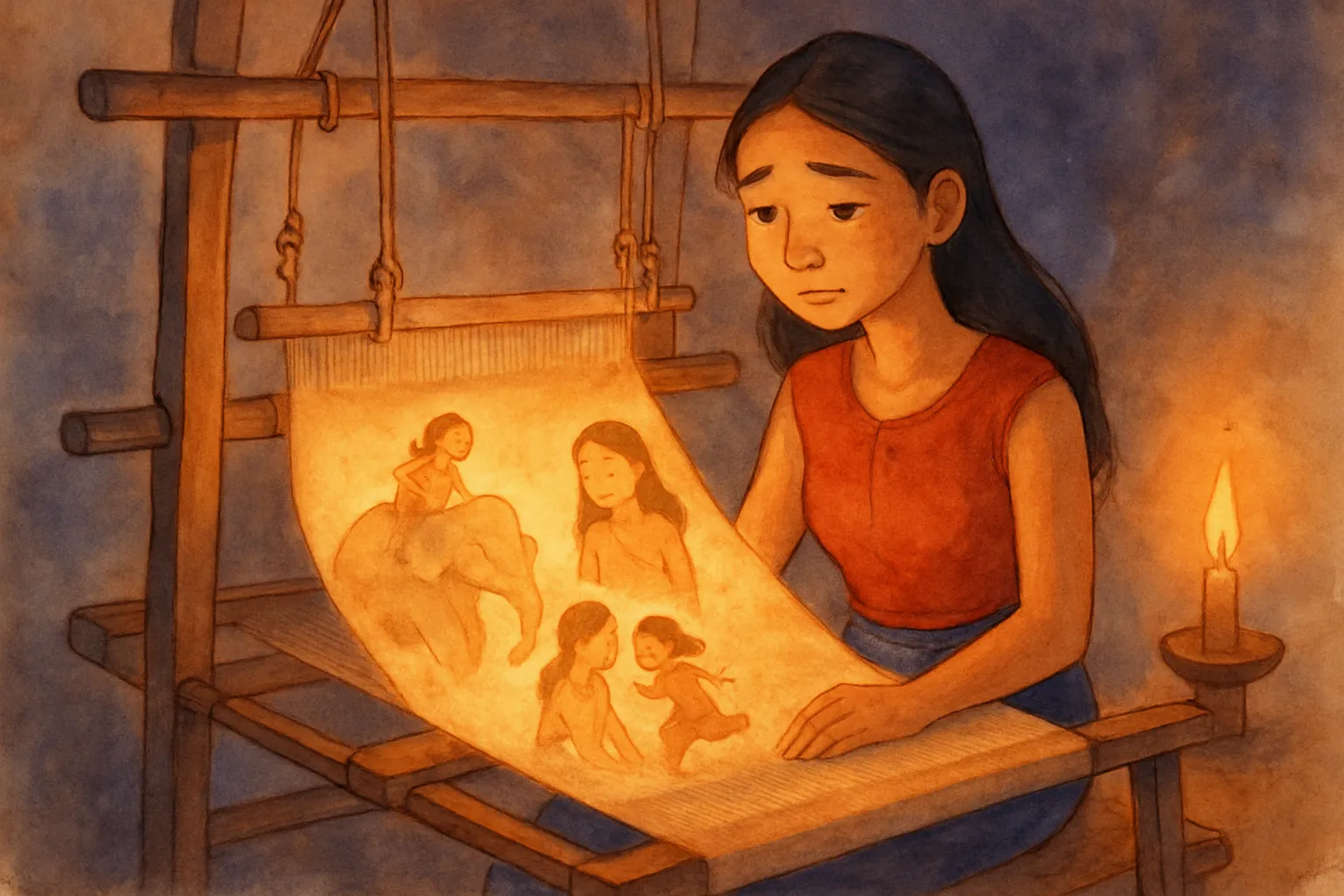 The Girl and the Weaving Loom